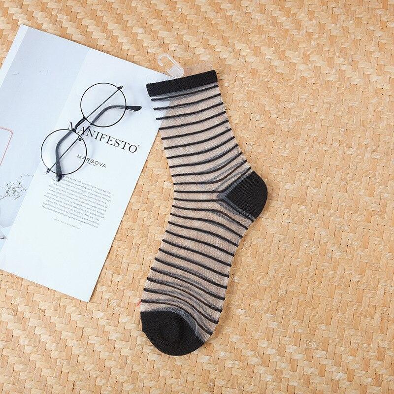 Sexy Lace Mesh Fishnet Woman Socks Harajuku Hip Hop Skateboard Elasticity Crew Socks Summer Ultra-thin Transparent Socks Women EMA