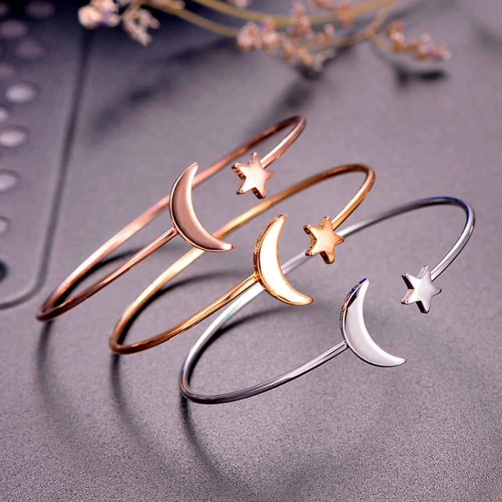 3 цвета женский открытый браслет медное покрытие браслет с украшением в виде лунной звезды
