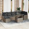 VidaXL 8-Piece Garden Sofa Set with Cushions Poly Rattan Grey 3348505