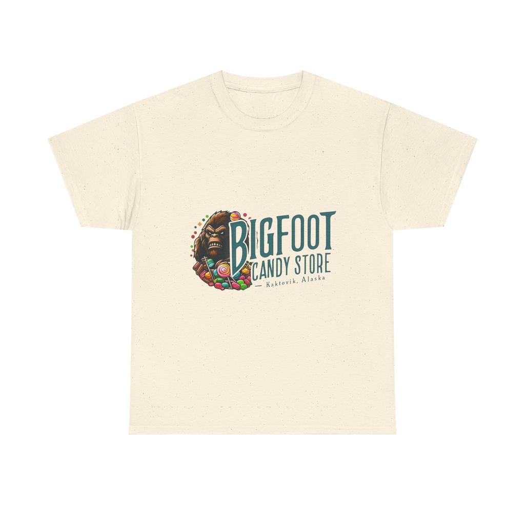 Bigfoot Candy Store Unisex Heavy Cotton Tee, Funny Sasquatch Graphic T-Shirt