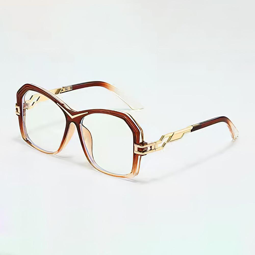 Anti Blue Light Glasses Oversized Frame Transparent Lenses Glasses Unique Metal Chain Modern High-end Women Computer Glasses