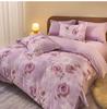 Cotton floral print thickened warm and brushed four piece set - magnificent