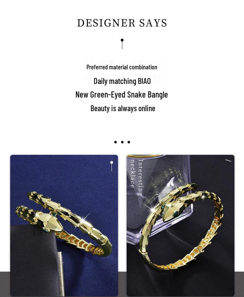 Открытый браслет-пружина в форме змеи с золотой чешуей - Женский модный браслет высокого класса