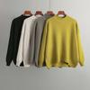 Autumn Winter Vintage Loose Large Sleeve Top Solid Color Pullover Knitwear Half High Collar Sweater