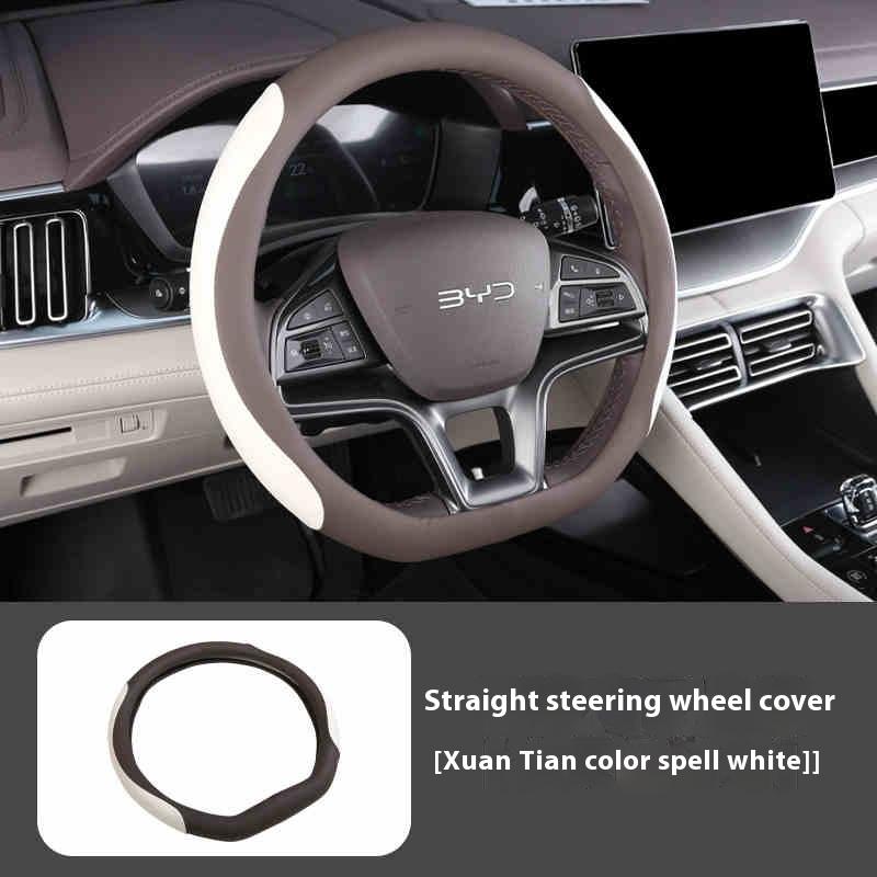 For BYD Song Plus DMI Seal U Sealion 6 Steering Wheel Cover Hand-Stitched Anti-Slip Leather Interior Car Accessories