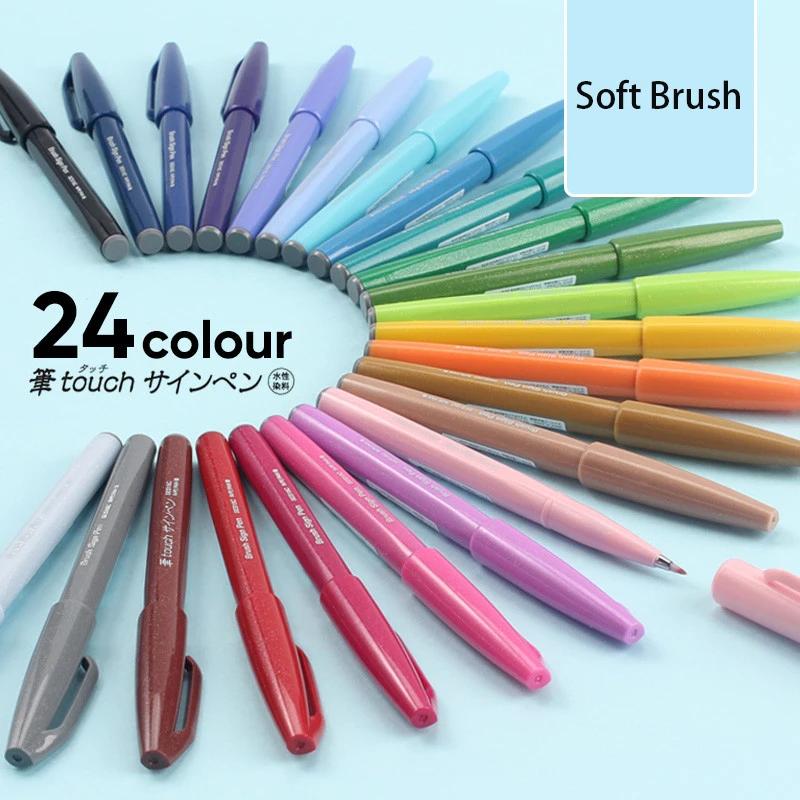 Япония Pentel Touch Brush Ручки-кисти Fude Pen Мягкий Гибкий Наконечник 36 Цветов В Наличии Новые Пастельные Цвета Ручка-кисть для Леттеринга