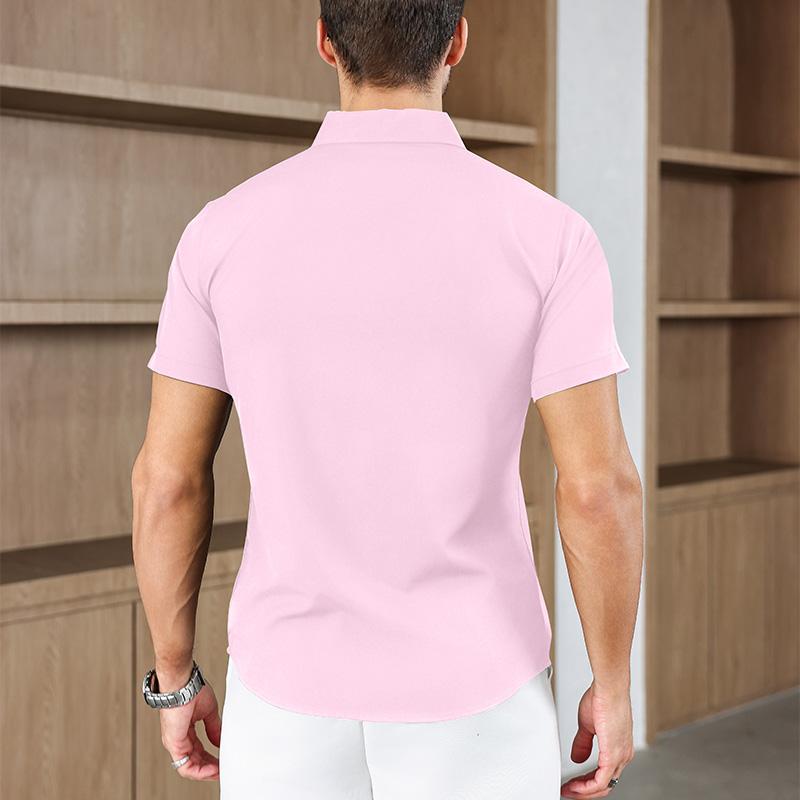 Мужская рубашка с коротким рукавом, однотонная, в стиле business casual, для летней моды, не требует глажки, удобный и универсальный топ