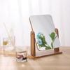 360 Degrees Rotatable Makeup Mirror with Wooden Base High Clarity Men Women Desktop Vanity Mirror Portable Travel Rectangle Cosmetic Mirror