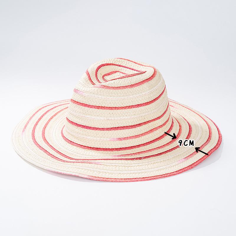 Large brimmed straw hat sunscreen temperament papyrus lafite beach hat sunshade hat lady summer sun panama hat jazz hat man