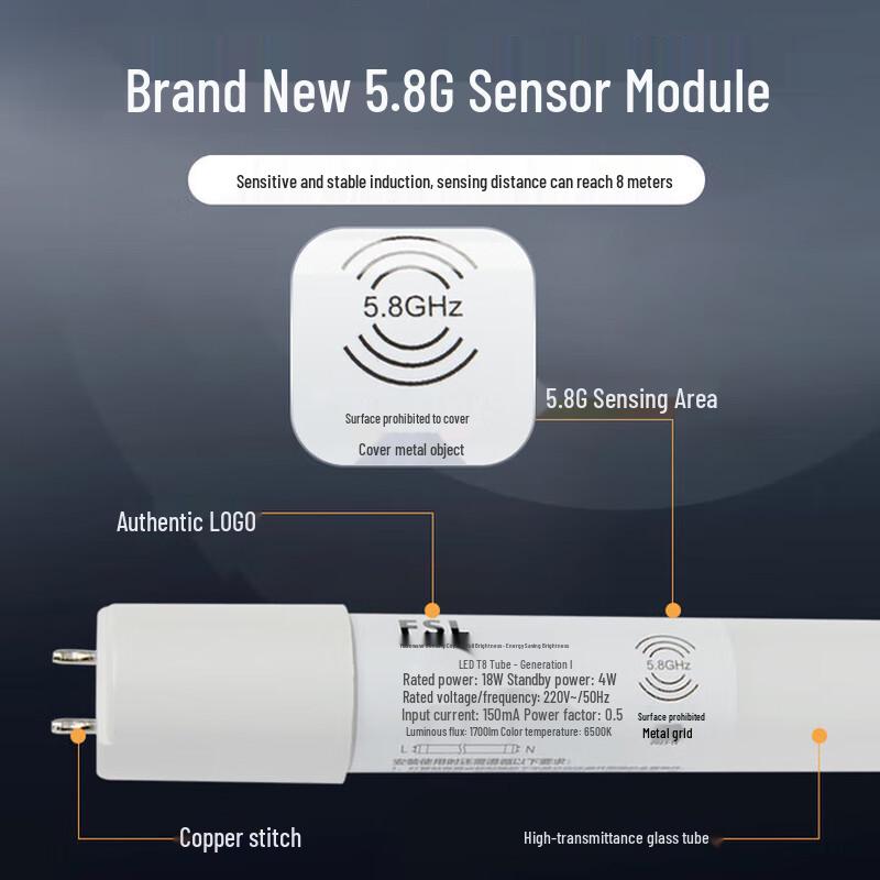 FSL T8 Radar Microwave Motion Sensor LED Tube Light