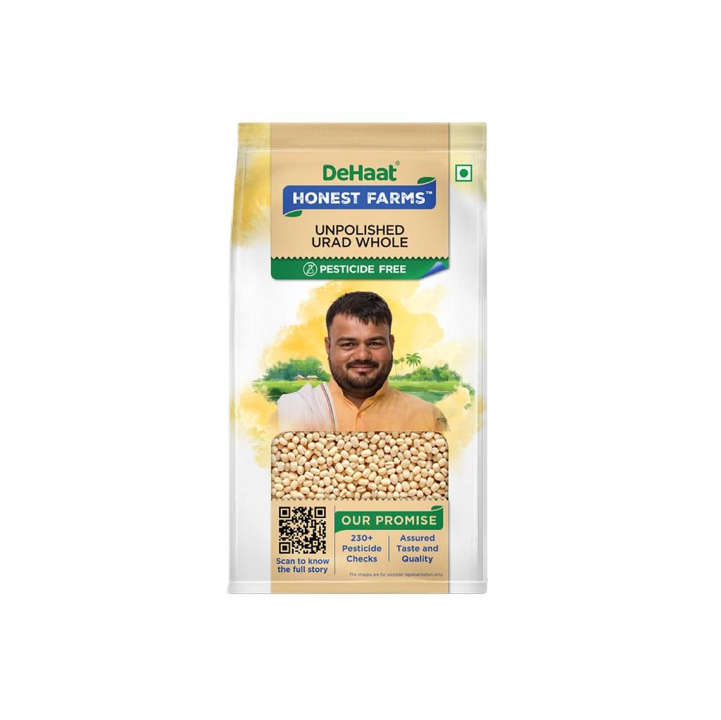 DeHaat Honest Farms Pesticide Free Unpolished Urad Whole 500 GM