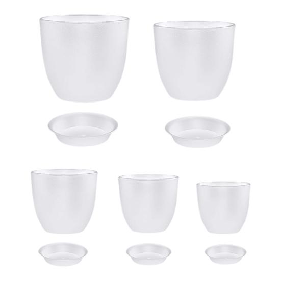 Цветочный горшок с поддоном Пластиковый горшок для растений с дренажными отверстиями Современный декоративный кашпо для комнатных и уличных растений Садовые комнатные растения