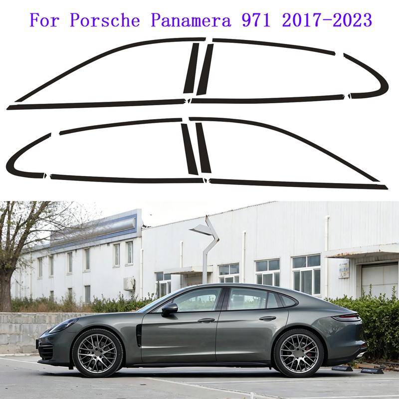 For Porsche Panamera 971 2017- hatchback Window Chrome Remote Dimming Racks ABC Glossy Black Stickers