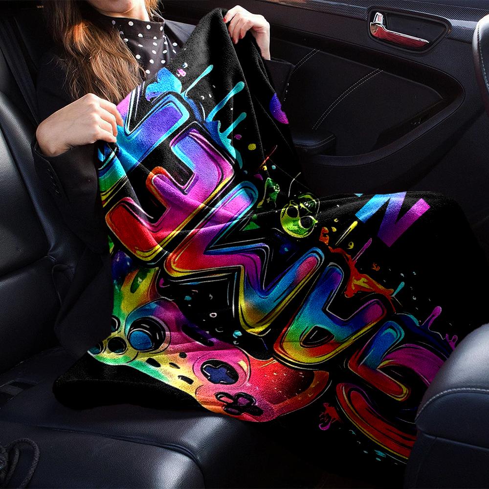 Custom Name Game Controller Theme Printed Blanket - Perfect for Couch, Bed, Travel & Outdoor Use | Machine Washable, Cozy & Durable.