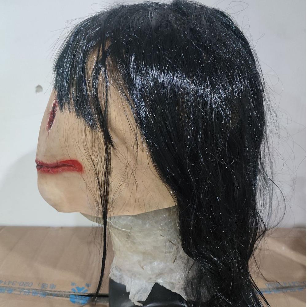 Spooky Scary Halloween Mask Full Face Mask Long Hair Demon Mask Ghost Cosplay Mask Dress Party