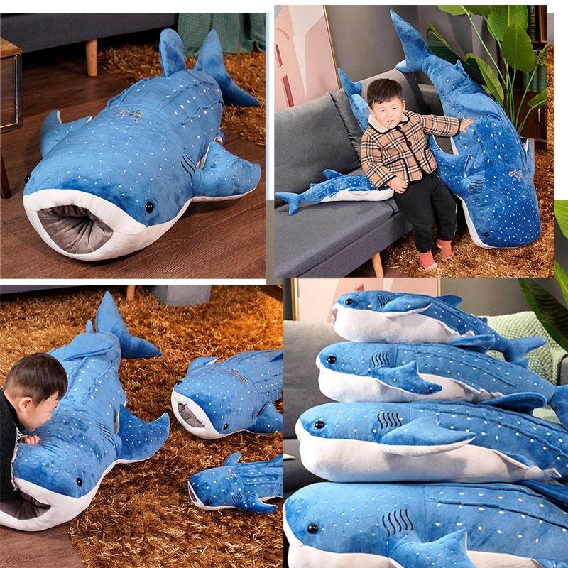 Большая плюшевая игрушка Синий кит Супермягкое чучело животного для детей Мультяшная подушка в виде акулы-кита