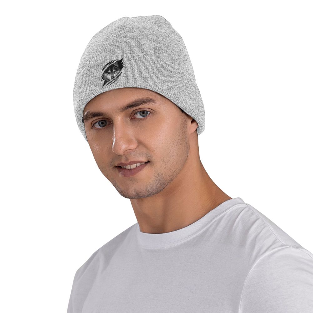 Cool Wolf Design Warm Knitted Cap Hip Hop Bonnet Hat Autumn Winter Outdoor Beanies Hats for Unisex Adult