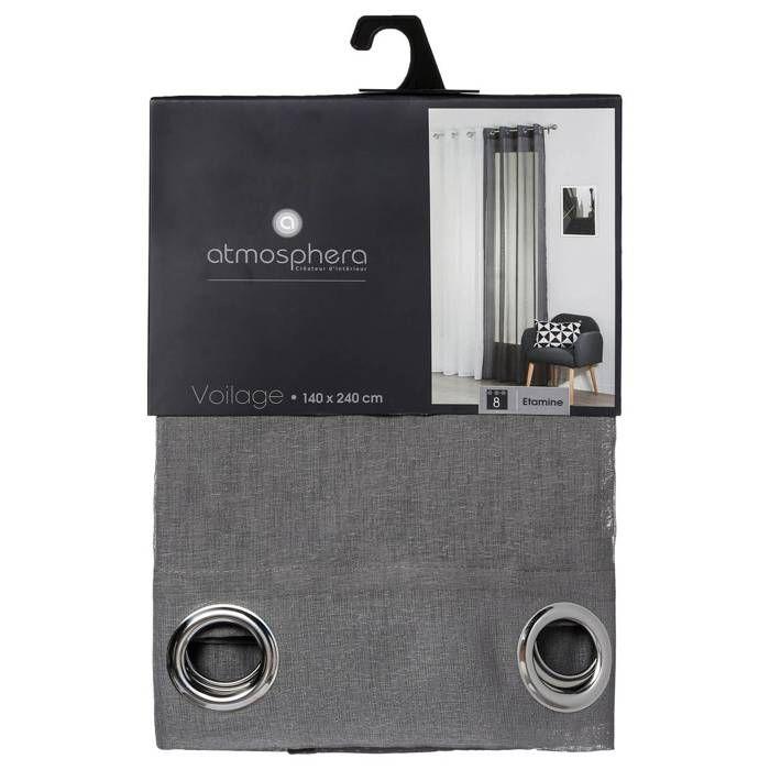 Voilage Gris 140x240cm - Atmosphera Createur D'interieur