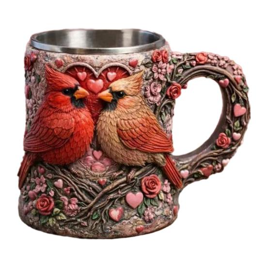 3D-резная животная кружка из смолы, ручной работы, с внутренней частью из нержавеющей стали, кофейная чашка с двойными стенками, подарок для любителей животных