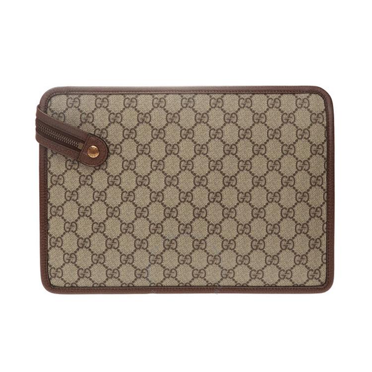 GUCCI Canvas With Leather Clutch Regular Mens Ebony