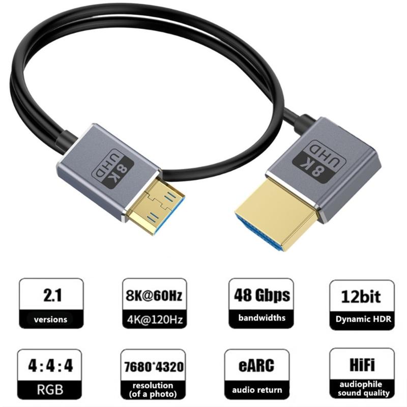 30/60/120 см Тонкий HDTV 2.1 Видеокабель Шнур 8K@60Hz Маленький к HDTV Коаксиальный провод Широкая совместимость