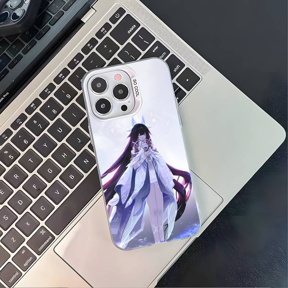 G-Genshin Impact Колумбина Чехол для телефона для iPhone 17,16,15,14,13,12,11,Pro,XS,Max,Plus,Mini,SE4,E Белый Матовый Ударопрочный Чехол