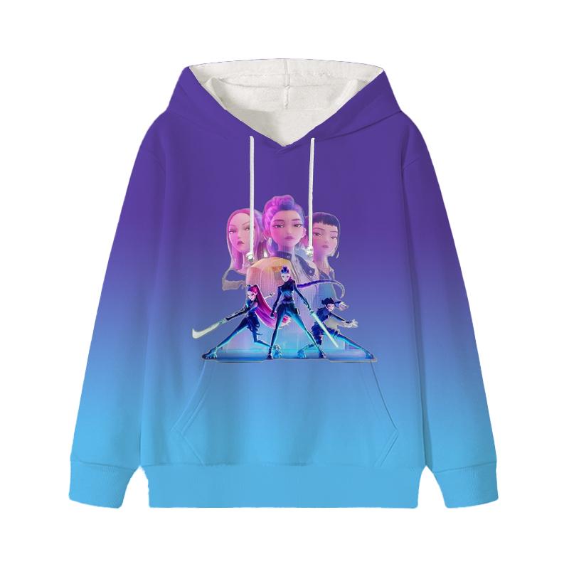 Толстовка Demon Hunters Zoey Rumi Mira KPop Huntrix Girl Детская толстовка Детская Саджа Мальчики Пуловер Харадзюку Осень Зима Топы