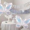 2pcs Shiny Butterfly Balloons: Pearl White Giant Butterflies for Holiday Celebrations