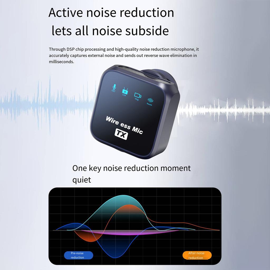 One-Trigger-Two 2.4G Wireless Microphone Magnetic Clip On Mic for Camera 50M Transmission Range