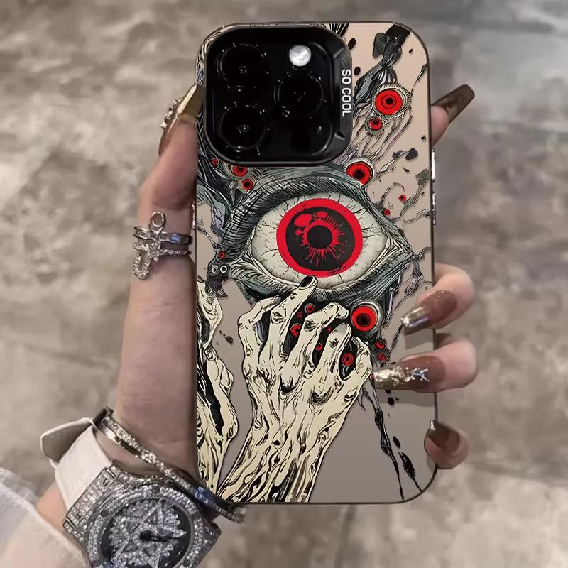 Жуткий Стиль Глаз Рисунок Чехол для Телефона Для iPhone 16 15 14 13 12 11 Pro Max 7 8 Plus XR XS Max Ударопрочный Силиконовый Покрытие Чехол
