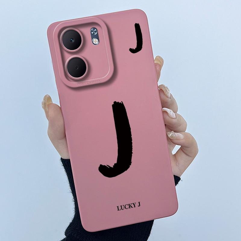 For OPPO A5x CPH2725 Cover Case Lucky Initial Letter Couple Silicone Soft Matte Phone Bumper for Oppo A5x 4G 5G 2025 Casing
