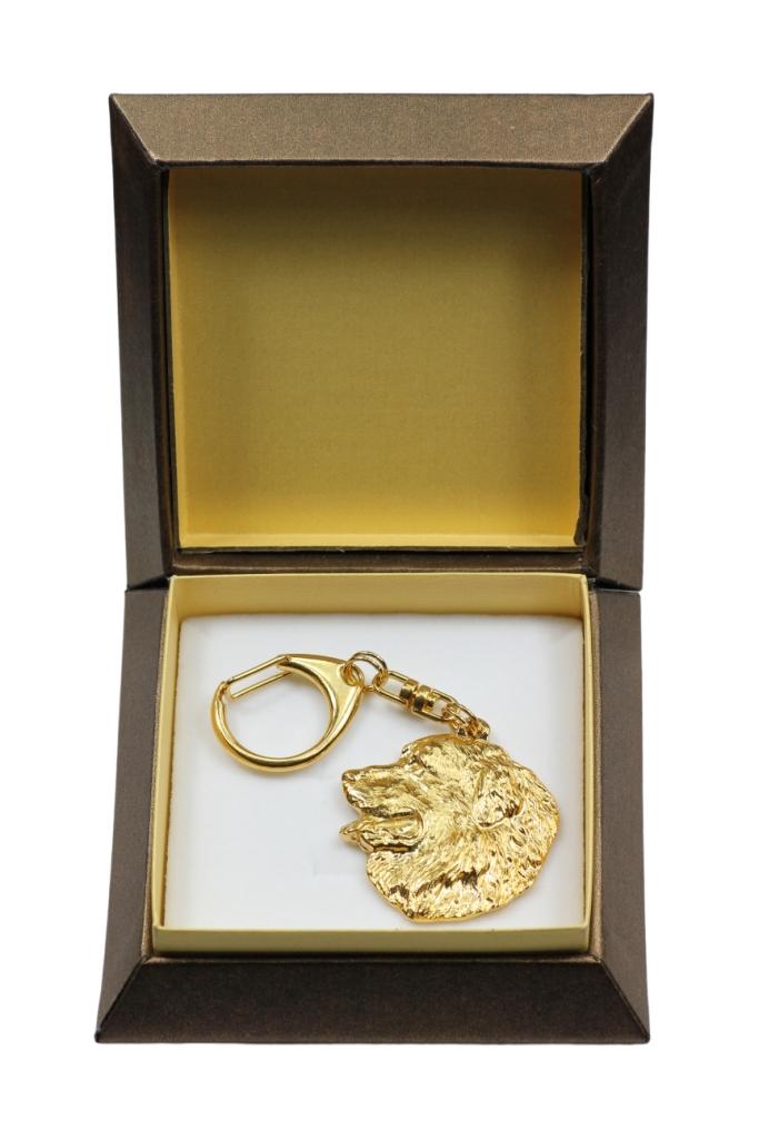 Bernese Mountain Dog, Berner Sennenhund I - Gilded Key Ring with Dog In Gift Box, Handbag Decoration, Luxury Accessory by Art-Dog Brand