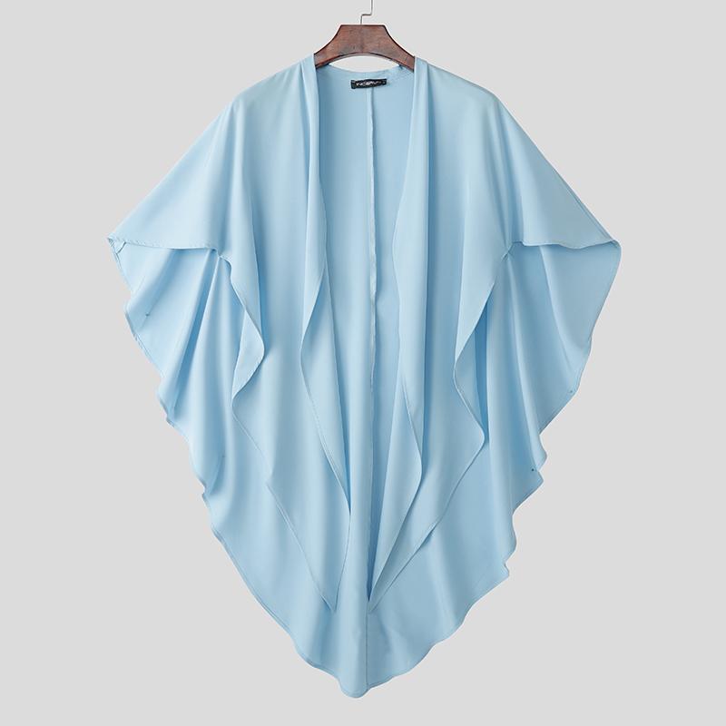 INCERUN Мужские топы-кардиганы с рукавами «летучая мышь» и открытым передом, нерегулярные оборки