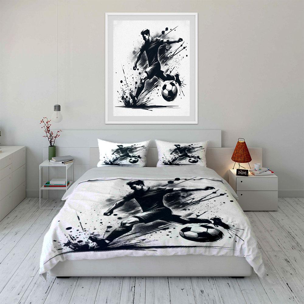 Soccer player and ball. Bedding sets Duvet cover sets Duvet covers Pillowcases(1*Duvet Cover 2*Pillowcases without duvet insert)