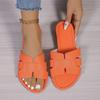 Women's Orange Flat Slippers Open Heel Sandals Beach Shoes Round Toe Casual Lightweight Footwear