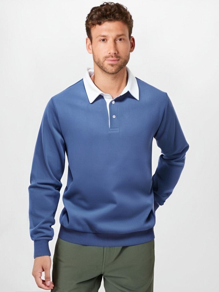 Men’s Long Sleeve Polo Collar Sweatshirt