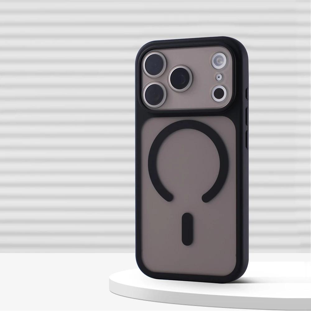 Роскошный съемный чехол 2-в-1 с защитой объектива, магнитный, для iPhone 17 Pro Max 16 15 14 13, MagSafe, матовый, полупрозрачный, противоударный