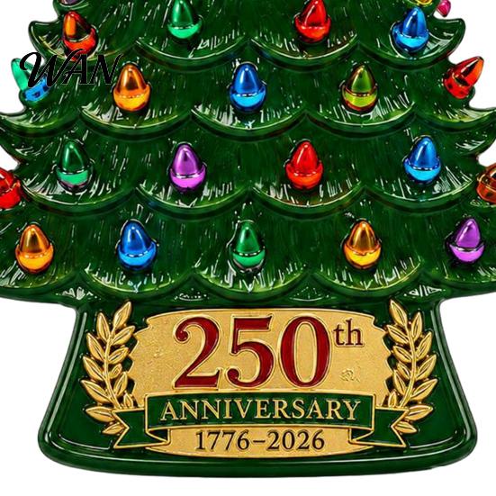 Personalized Xmas Gifts 5 Pcs 2D Flat 250 Anniversary USA Christmas Tree Ornament, Year Acrylic Ornaments of America 1776-2026 Patriotic Hanging
