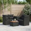 Sofa Set 6 Pieces Black Poly Rattan and Steel