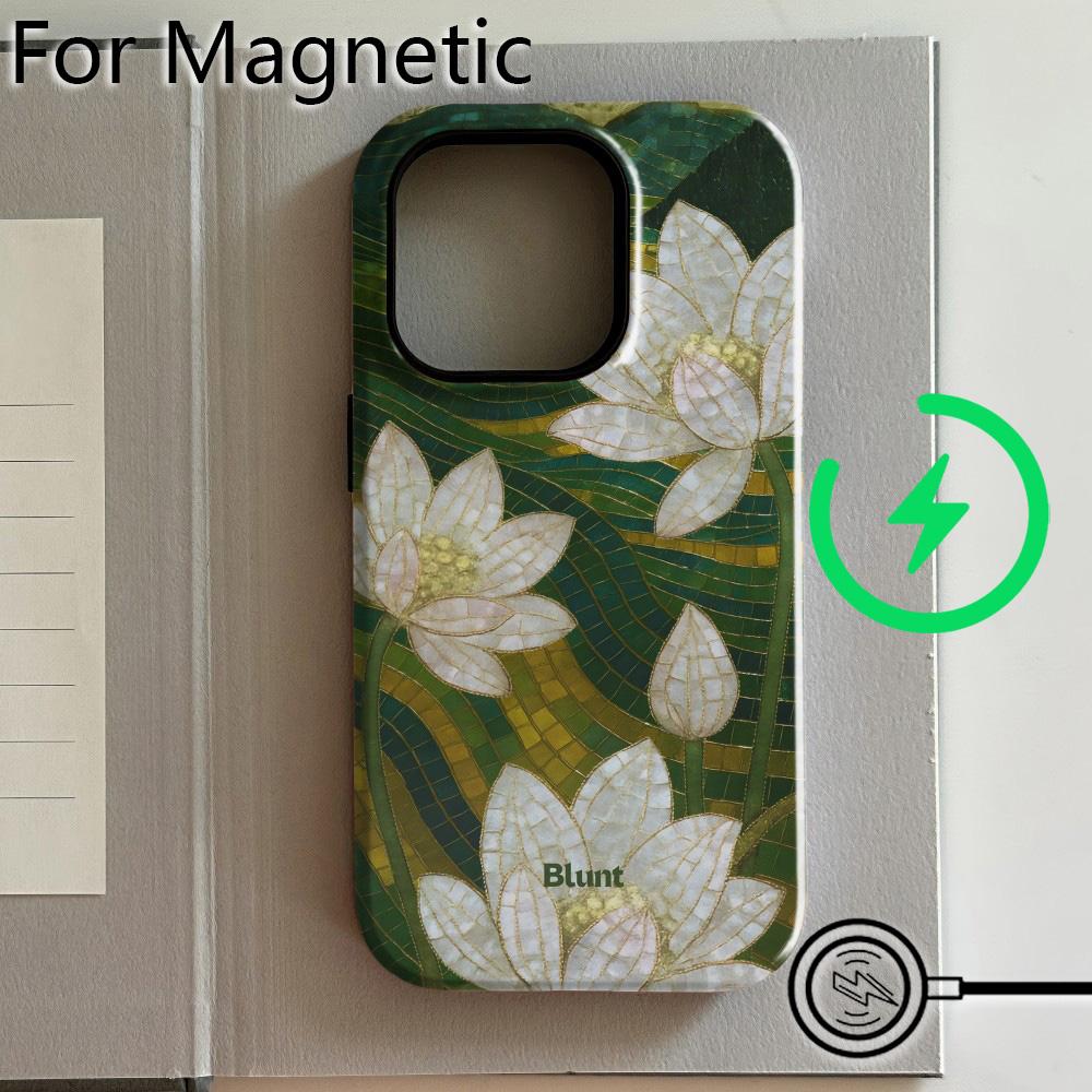 Luxury Clmj BUGR Creative Floral Island Phone Case for iPhone 17 16 15 14 13 12 11 Pro Max Plus Air Magnetic Double-layer Cover