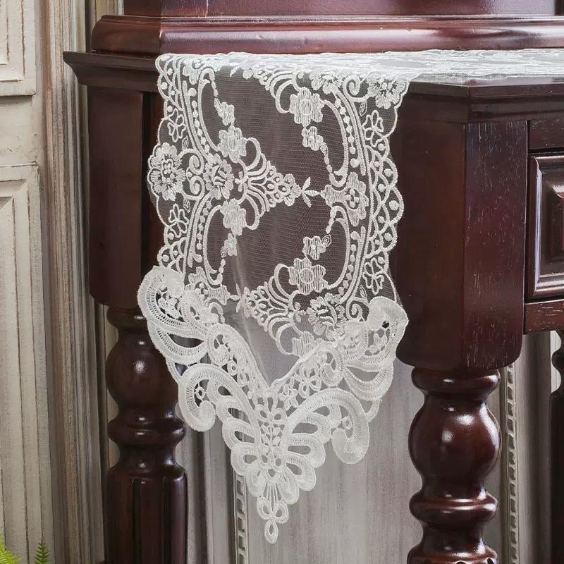 Изысканный тюль кружево вышитый дорожка для стола коврики флаг европейский стиль настольная подставка бордадо рождественское свадебное украшение