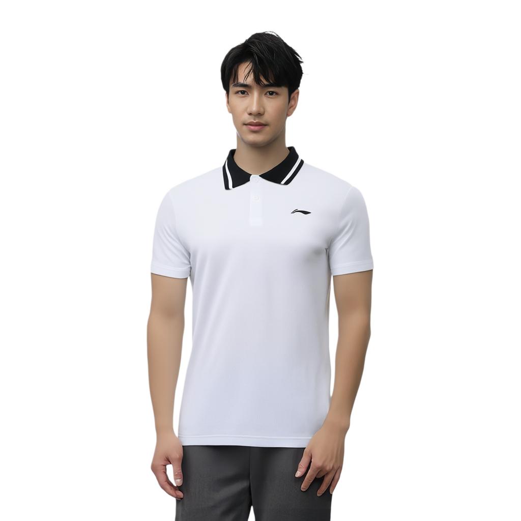 Футболка-поло Li Ning Table Tennis Rookie Series с логотипом на полпуговицы, унисекс, стандартные белые рубашки-поло AAYT033-1