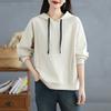 2025 Женский пуловер больших размеров с длинным рукавом, однотонные топы, футболки, весенняя повседневная свободная женская рубашка с капюшоном