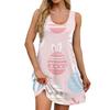 Women's Summer Casual Square Collar Easter Print Dress Sleeveless Dress With Pockets