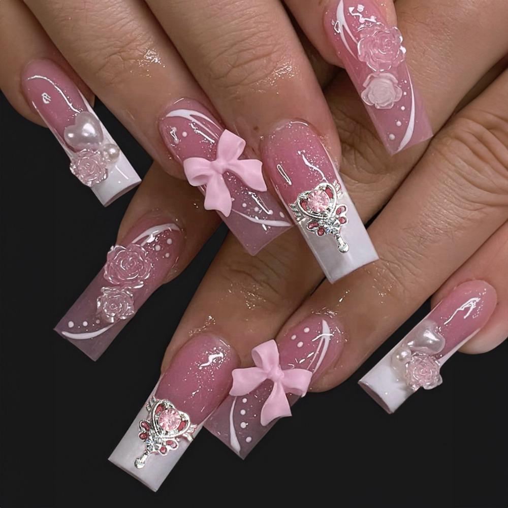 Valentine's Day Ballerina False Nails Wearable False Nail Waterproof Nail Tips  Girl