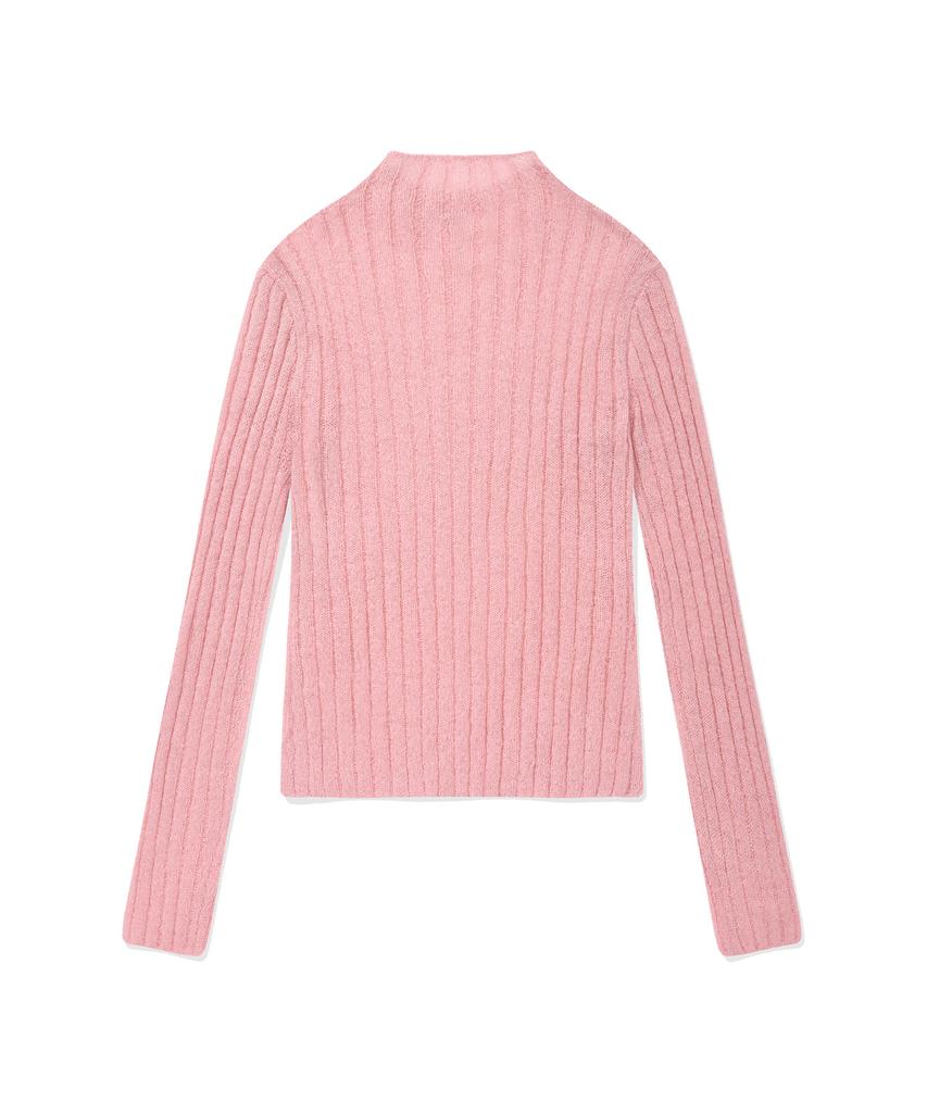 COVERNAT WOMAN Ribbed Turtleneck Knit Light Pink