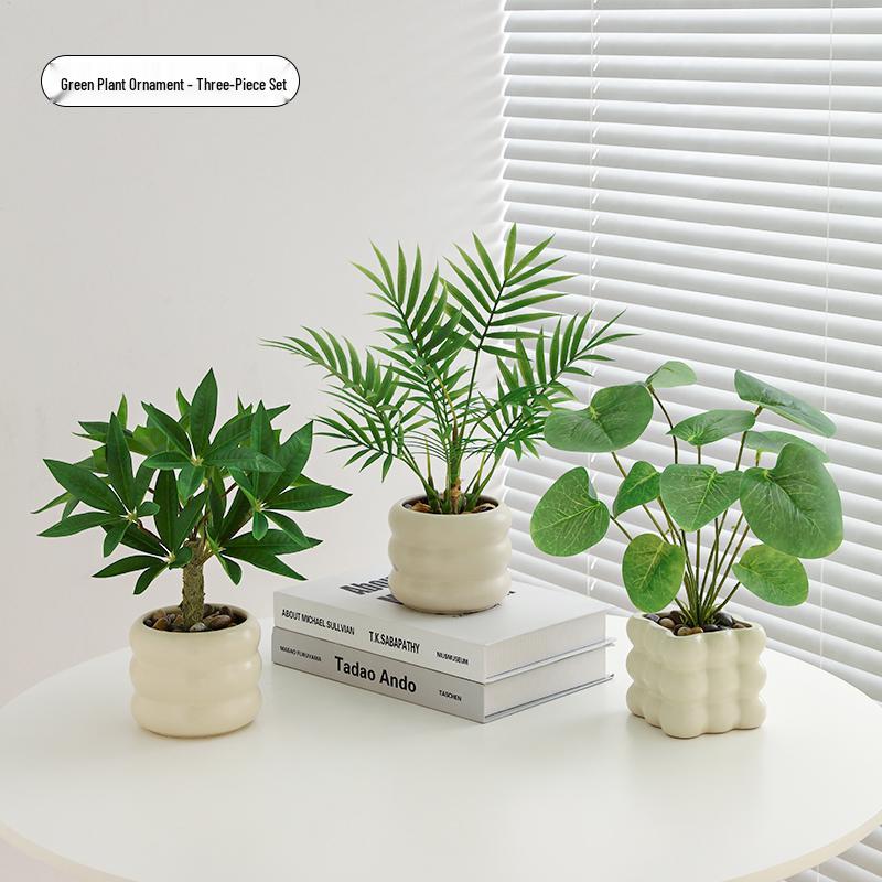 Nordic Small Potted Plant Decor - Indoor Bonsai & Bionic Greenery for Office or Living Room.