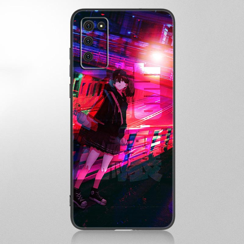 Чехол Vaporwave Glitch с аниме для Samsung Galaxy A12 A02S A22 A32 A52 A72 A71 A51 A41 A31 A21 A11 A50 A70 A10S A20S, черный чехол