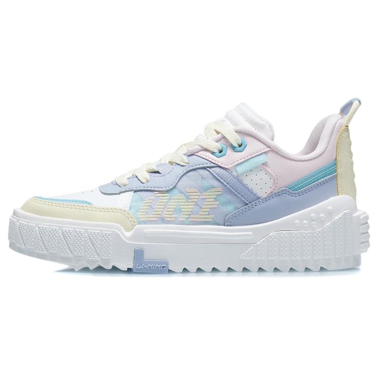Li Ning 001 UNBLOCK Нескользящие Износостойкие Низкие Кеды для Скейтборда Женские Бело-Сине-Розовые AGCR152-2