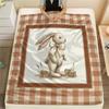 1PC Rabbit Plaid Frame New Patterned Flannel Blanket High quality All Seasons for Home Decor Warmth and Comfort Birthday Gifts Christmas Gifts